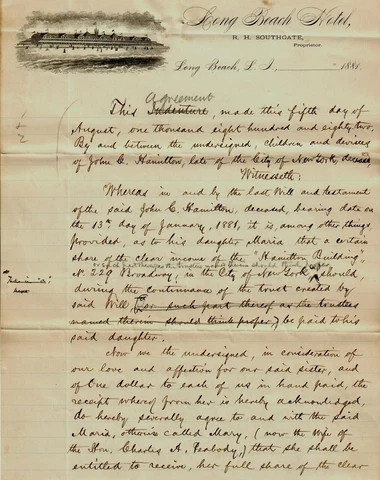 "Son of Alexander Hamilton" John Church Hamilton Hand Written 5 Page Will COA Cover