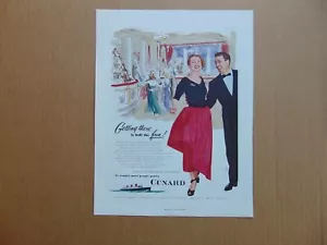1951 CUNARD CRUISE LINES Coppia danzante che si diverte pubblicità stampa - Foto 1 di 1