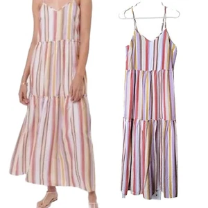 LOFT Summer Dresses Loftbeach Maxi Dress TieredStriped Flowy Sz Small Lyocell - Picture 1 of 11