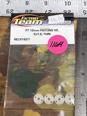 Team Associated 91621 FT 12mm Pistons V2 2x1.6, Thin NewInPack USA Shipped - Image 1 of 3