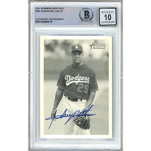 2001 Bowman Heritage SP #382 Adrian Beltre Signed Card Beckett AUTO 10 Dodgers - Picture 1 of 5