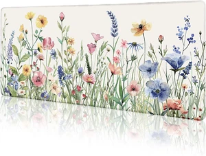 Flower Mouse Pad Large Desk Mat Pad, XL Computer Mousepad with Stitched Edges No - Picture 1 of 12