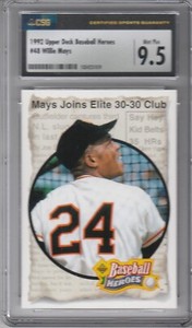 1992 Upper Deck Baseball Heroes Willie Mays #48 (Joins Elite 30-30 Club) CSG 9.5