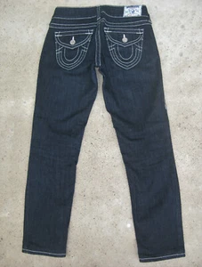 Pantalones de mezclilla ajustados True Religion al tobillo para mujer talla 26 azul oscuro + elásticos + solapas L26,25 - Imagen 1 de 11