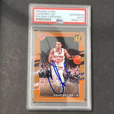 Tarjeta firmada por Courtney Lee 2017-18 Panini Donruss #100 automática PSA Slabbed Knicks Foto 1 de 2