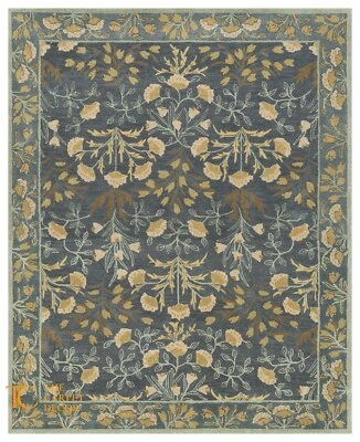 Alfombra de lana acolchada hecha a mano Pottery Barn Adeline azul 8x10 Foto 1 de 4