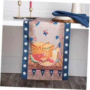 4th of July Table Runner 36 inches Long - Picnic Table Runner 13 X 36 Inch - Picture 1 of 6