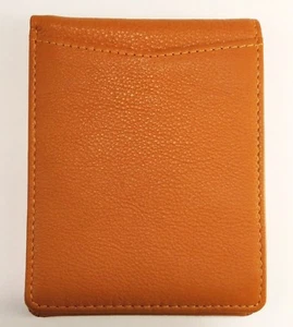 CLOSEOUT - Qualität hellbraune Nappaleder Herren zweifach gefaltet schmale/Mini-Geldbörse - RFID - Bild 1 von 5