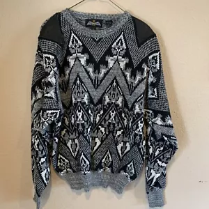 VINTAGE Military Sweater Adult XL Black White U.S Air Force Acrylic Mens Leather - Picture 1 of 5