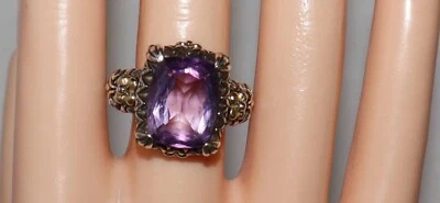 Anillo Barbara Bixby de plata esterlina y acento de amatista de 18 quilates corte cojín talla 7 Foto 1 de 4