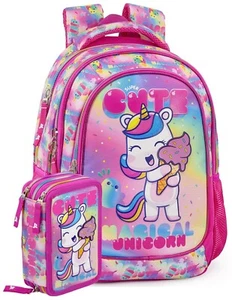 Julian Unicorn Ice Cream Schoolpack Zaino Scuola con Astuccio 3 zip - Foto 1 di 8