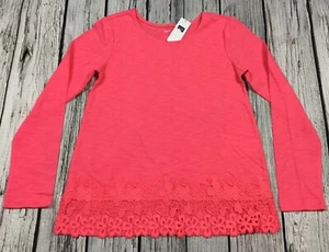 Gap Kids Girls Large (10-11) Pink Lace Shirt. Cotton White Shirt. Nwt - Picture 1 of 3