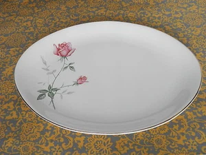 Vintage Meat Platter 13” X 10" USA Rose Pattern Gold Rim - Picture 1 of 4