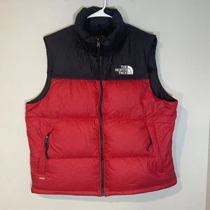 The North Face 1996 Retro Nuptse 700 Red Black Vest Men's XL Goose Down Outdoor - Picture 1 of 12