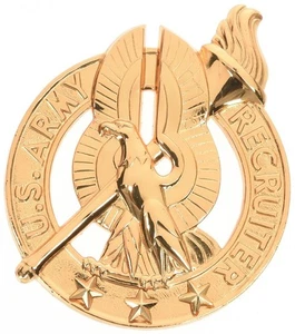 US Army Gold Recruiter Identification Badge, Krew - Picture 1 of 3