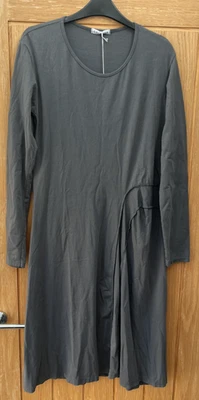 COLETTE ITALIAN LAGENLOOK WOMENS GREY JERSEY TUNIC SMOCK DRESS TOP UK 12 - 14 - Image 1 of 4