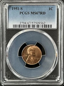 1951-S  1C RD Lincoln Wheat One Cent  PCGS MS67RD   57509362 - Picture 1 of 2