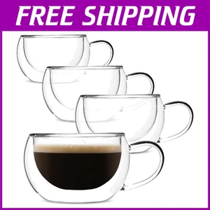 Double Wall Glass Coffee Mugs - BTaT Insulated Cups, 9 oz - Picture 1 of 11
