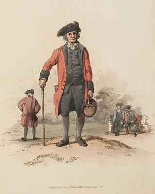 Militärpensionist im Park,  1805, Aquatinta Romantik Unbekannt (19.Jhd) - Bild 1 von 4