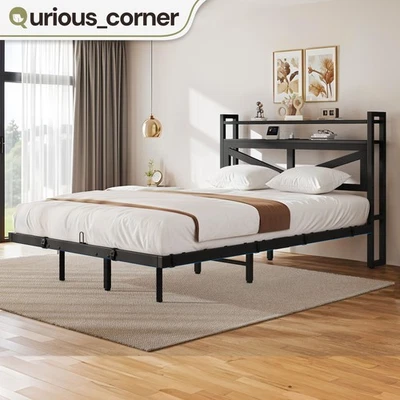 Full Size Floating Bedroom Metal Bed Frame with USB Charging Port & LED Lights - Image 1 of 4