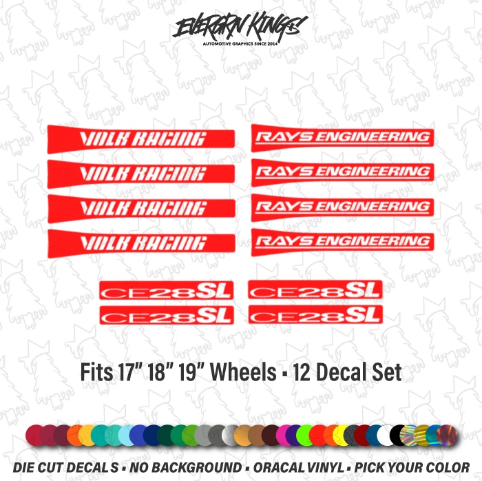 Wheel Rim Spoke Decals for CE28 SL Volk Racing Rays Engineering stickers JDM - Image 1 of 4