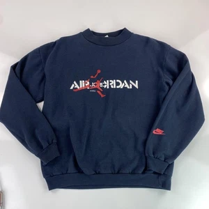 Vtg Nike Air Jordan Sweater Mens L Black Crewneck Sweatshirt Made USA 90s OG - Picture 1 of 18
