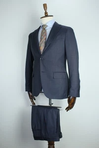 BOGGI MILANO Blue 120'S WOOL Check Modern Italian Suit 46IT 36US/UK 32X32 - Picture 1 of 17