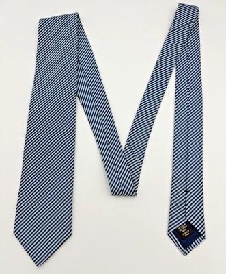 NUEVO CON ETIQUETAS $195 Corbata Ermenegildo Zegna Para Hombres Rayas Textura Azul 100% Seda Hecha en Italia Foto 1 de 4