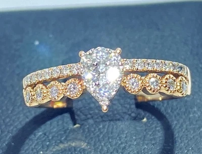 Deslumbrante anillo vintage de diamantes de 2 niveles de oro rosa de 14 k Ben Bridge talla 7 1/2 Foto 1 de 4