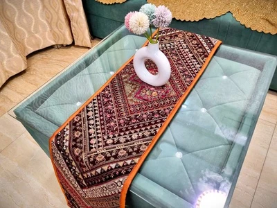 Pasillo de mesa bordado 12x60 retazos colgante de pared artesanías tapiz boho Foto 1 de 4