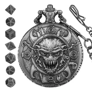 Mini Solid Metal Polyhedral DND Dice Set for Dungeons Dragons Skull Storage Case - Picture 1 of 12