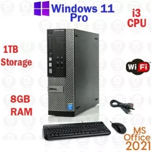 Window 11 Dell OptiPlex 1TB Core i3 8GB RAM WiFi Desktop Computer - Picture 1 of 4