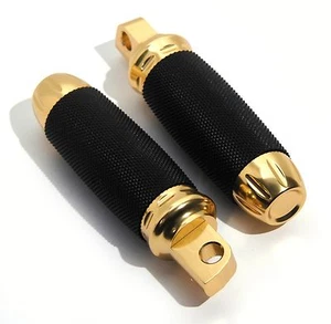 PANORAMA BILLET BRONZE PLATED & RUBBER FOOT PEGS PEG PAIR -HARLEY BOBBER CHOPPER - Imagen 1 de 3