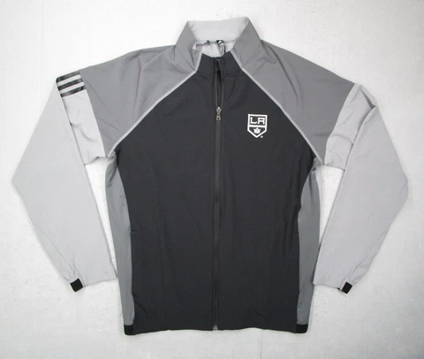 Los Angeles Kings Jacket Mens Medium Black Full Zip Adidas Lightweight Hockey Cover