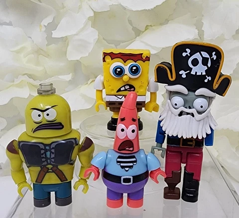 Mega Bloks Spongebob Lot of 4 Mini Figures Patrick Strong Fish Captain Pirate Cover