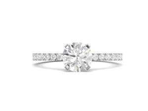 Lab Grown 1.30 TCW D/VVS1 Round IGI Certified CVD Diamond 14K Gold Pave Set Ring - Picture 1 of 6