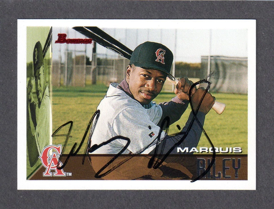 1995 BOWMAN #188 Marquis Riley  LA CALIFORNIA ANGELS  SIGNED AUTOGRAPH AUTO COA - Image 1 of 1