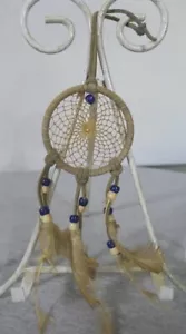 Atrapasueños indio nativo americano envuelto con cuentas plumas 13,5" H - Imagen 1 de 9