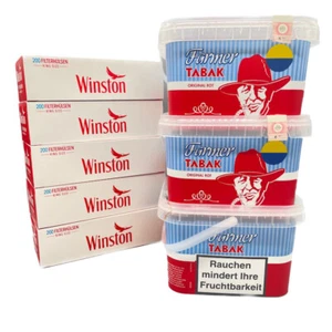 3 x Eimer Farmer Tabak 240 Gramm & 1.000 Winston King Size Hülsen