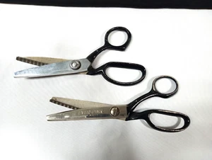 Vintage Ever Pink Pinking Shears 7 1/2'' + 7'' Japan Pinking Shears Lot Of 2 - Picture 1 of 7