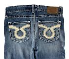 Big Star Jeans Mid Rise Union Straight Leg Embroidered Ripped Jeans 36 x 28 USED
