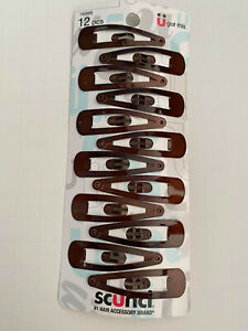 ( LOT OF 2 ) Scunci hair clips ( 12 pieces ) 16999 clip women girl BROWN 1 7/8" 