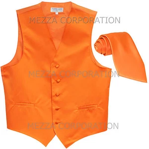 Nuevo Para hombres Vesubio Napoli Chaleco Esmoquin Chaleco Cinturón Corbata de graduación boda fiesta naranja - Imagen 1 de 3