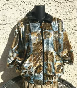 Chaqueta Tenis De Colección Ellesse Logo Azul Dorado Patrón Cremallera Reino Unido Talla 1 EE. UU. Grande Para Mujer - Imagen 1 de 12