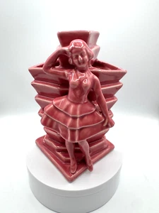 Rare 1940’s Unmarked Art Deco Pink Divided Vase Dancing Women Flapper MCM Cutie - Bild 1 von 16