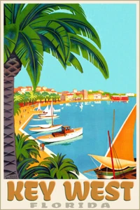 Póster de viaje tropical del Golfo Atlántico Key West Florida Roger Broders estampado artístico 313 - Imagen 1 de 2