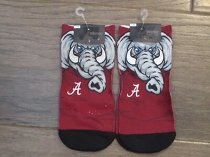ALABAMA CRIMSON TIDE 2-PAIRS MASCOT LOW GRAPHIC SOCKS SIZE L/XL NEW - Picture 1 of 1