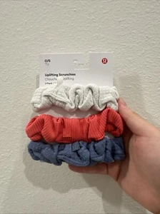 Lululemon Uplifting Scrunchies 3 Pack Nimbus/Glaze Pink/Oasis Blue - New - Picture 1 of 2