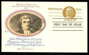 REVOLUTIONARY WAR PATRIOT JOHN WITHERSPOON FLEETWOOD CACHET 1975 FIRST DAY CARD - Picture 1 of 1