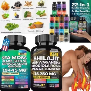Dynamic Vitality Bundle - Sea Moss Multivitamin & Shilajit Power Combo 120 Caps - Picture 1 of 9